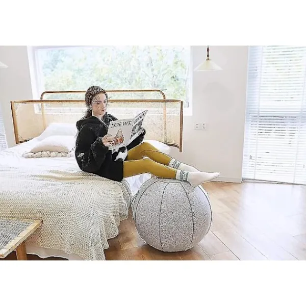 Kontorsmöbler>65 cm Sittboll för kontor, sovsal och hem, Pilates träningsboll med överdrag, lättviktig, självstående, ergonomisk, hållningsaktiverande träning
