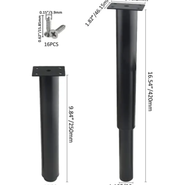 Hyllor>(25-42 cm, svart) Set med 4 robusta justerbara möbelben i metall - FA-