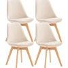 BellaFurn Stolar>4 -deluppsättning av matsalstolar - Kökstolar - Bekväma och rengöring Lätt | Färg: Beige | Material: Mjukt