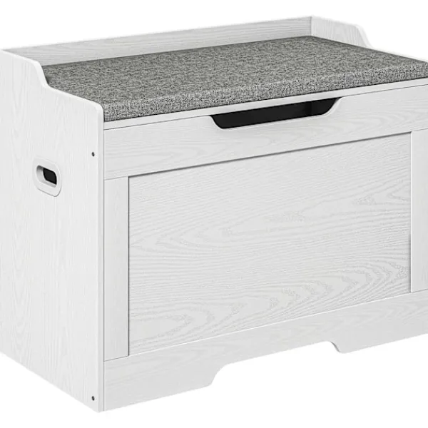 Northio Sittpuffar>103 liters förvaringsbox med lock, sits, sittkista med förvaringsutrymme, avtagbar sittdyna, för vardagsrum, sovrum, vit