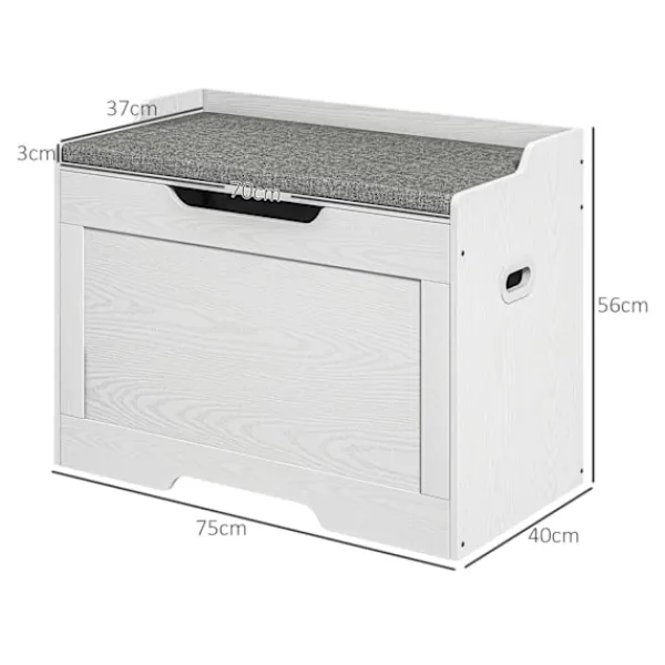 Northio Sittpuffar>103 liters förvaringsbox med lock, sits, sittkista med förvaringsutrymme, avtagbar sittdyna, för vardagsrum, sovrum, vit