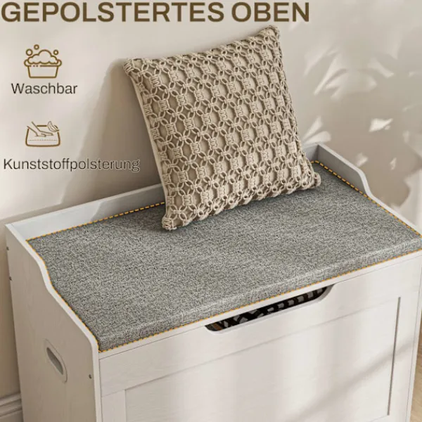 Northio Sittpuffar>103 liters förvaringsbox med lock, sits, sittkista med förvaringsutrymme, avtagbar sittdyna, för vardagsrum, sovrum, vit