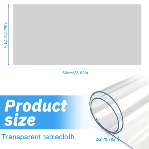 Kontorsmöbler>1,95 mm Transparent Skrivbordsmatta, 40×60 cm Transparent Bordskydd, Rektangulär Vinylbordsmatta, PVC Plast Bordsöverdrag