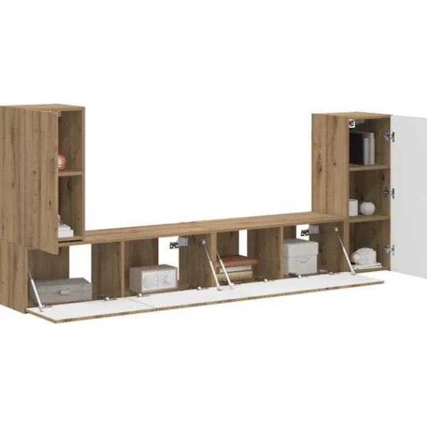 vidaXL Tv-Bänkar>4 pcs Artisan Ek