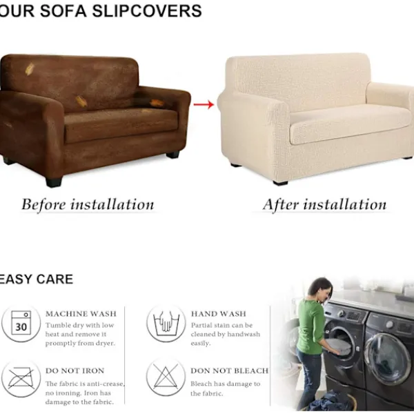 Fåtöljer>1 Person (1 Överdrag för Soffa + 1 Överdrag för Kudde) Sofföverdrag, Jacquard Fåtöljöverdrag, Stretch Spandex Stretch Överdrag