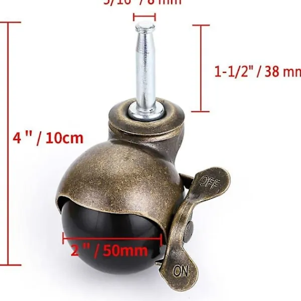 Kontorsmöbler>8 st 40 mm spindelhjul, möbelhjul med broms, nylon för kontorsstol, soffa säng, soffa, lastkapacitet 25 kg per hjul
