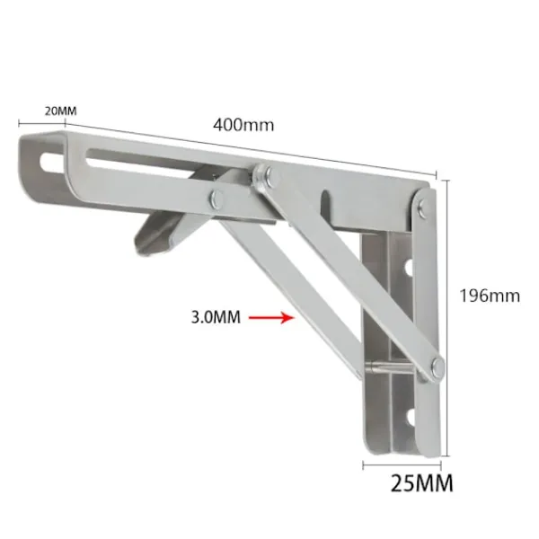 Balkongmöbler>2 st 400 mm väggmonterade fällbara konsoler i rostfritt stål, fällbara konsoler, kraftiga fällbara konsoler