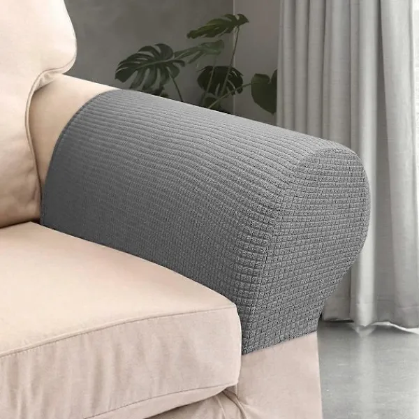 Stolar>2 st Armstödsskydd Spandex Stretch Tyg Vattentäta Armskydd Halkfria Möbelskydd Överdrag för Fåtöljer Soffor Vilstolar (Ljusgrå)