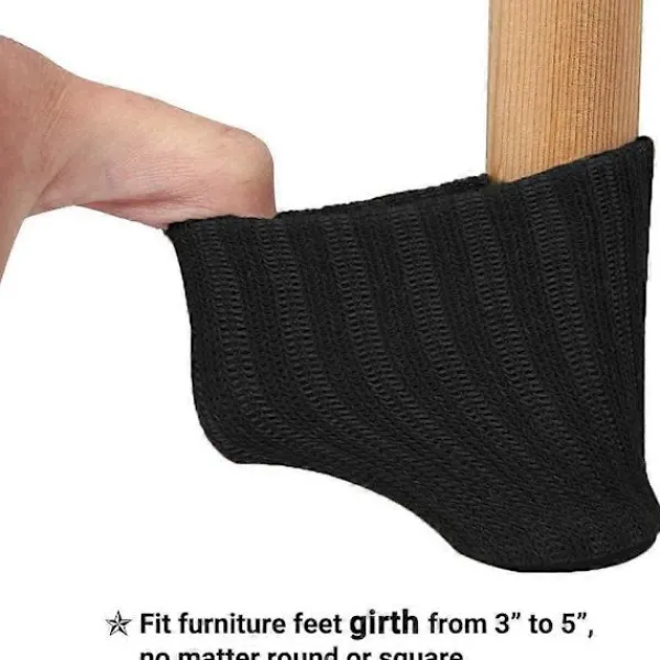 Stolar>24 st Filt Möbel Stolsockor, Bordsmöbelöverdrag Stolsfötter Överdrag Kåpor Fötter Dynor Golvskydd (Svart)