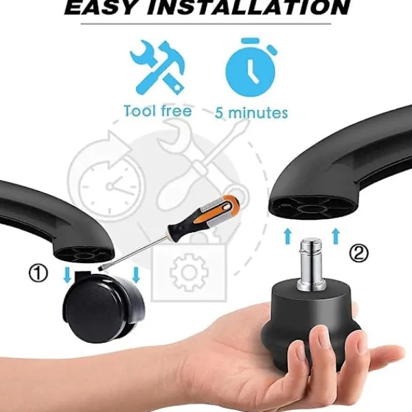Kontorsmöbler>5 st Glidar Ersättningskontorsstol eller Pallar Swivel Caster Wheels till Fast Stationära Hjul, Av