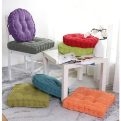 Sittpuffar>2 st golvkuddar, fyrkantig och rund meditationskudde, manchestertyg sittdyna, dekorativ stolskudde (15,8×15,8 tum ×40 cm, kaffe, rund)_OF