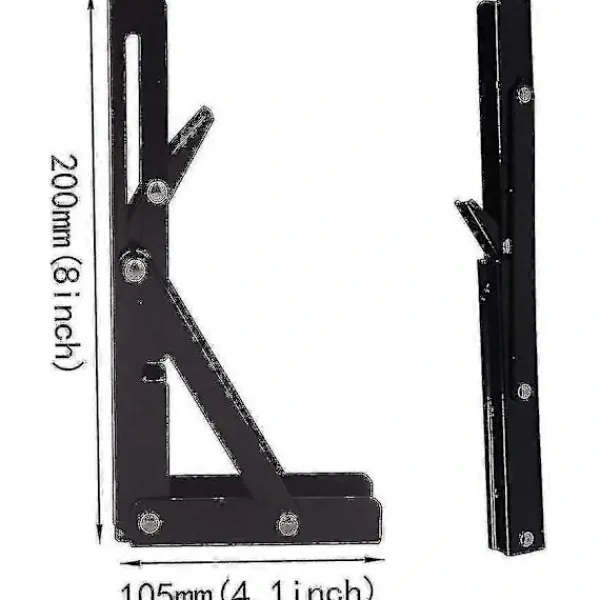 Hyllor>2 st Hopfällbara Hyllkonsoler - 20 cm Svart Kraftig Metall Triangel Vikbar Hyllkonsol