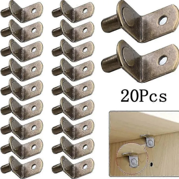 Hyllor>20 st Hyllfästen Stöd Dubbar Pinnar 6mm L-formade Skåp Garderob Möbel Hylla Väggmonteringsfäste Hållare_Speciella gåvor