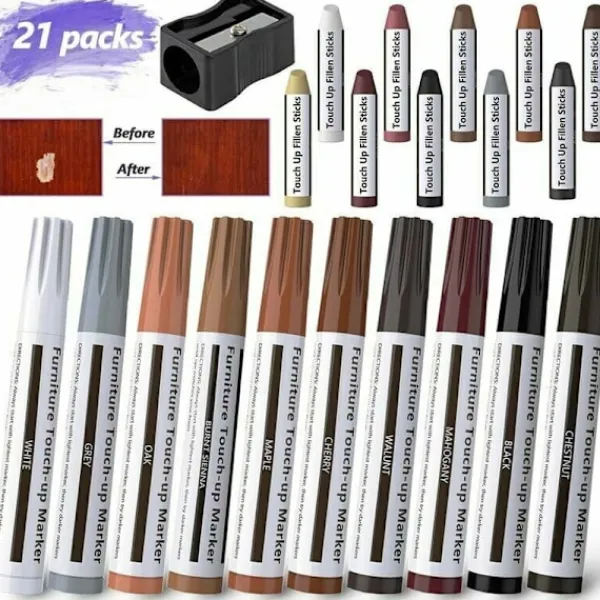 Stolar>21 st Möbel Reparations Pennor Multi-Användning Filtpenna Möbel Reparations Kit för Fläckar, Repor, Trägolv, Bord med Penna Spetsslipare