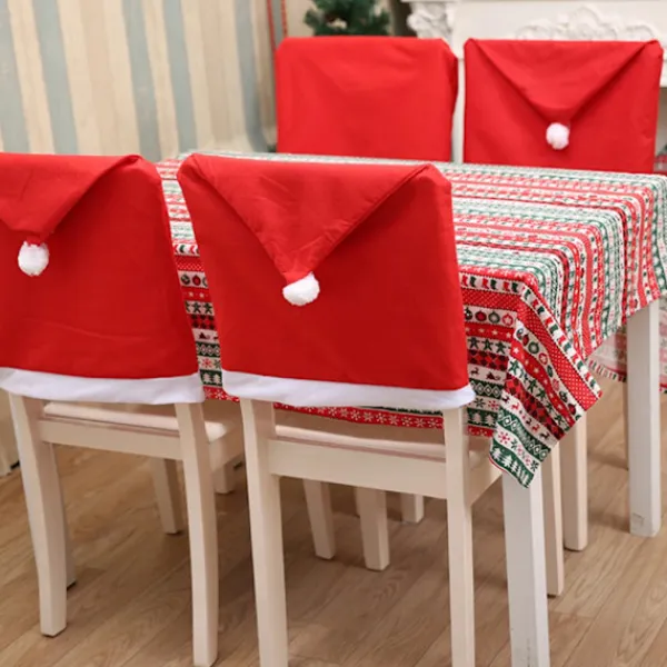 Stolar>1-10 st Non-woven cover Juldekoration för hemmabord Middag Stol Ryggdekor Nyår Festtillbehör Xmas Navidad 8PCS