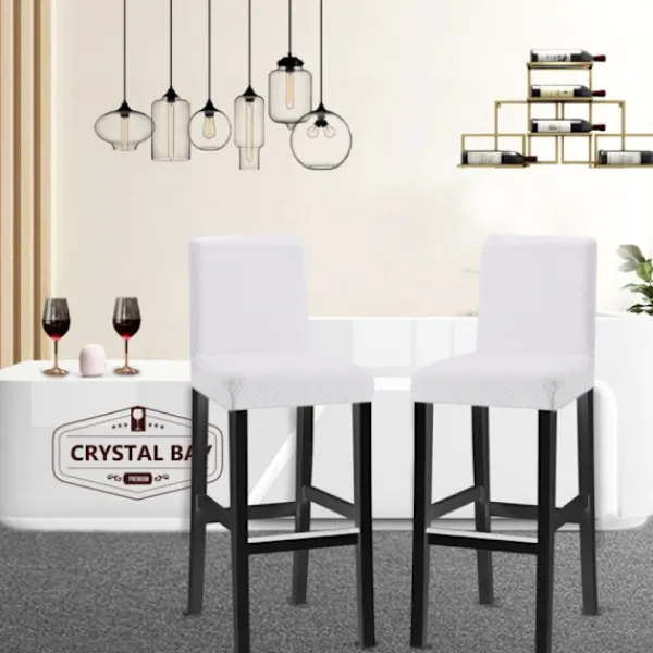 Stolar>4 st stolsöverdrag med hög rygg, rutig jacquard, hudfärgad - vit, stretchigt stolsöverdrag i ett stycke, modernt och hållbart, lämpligt för hem, hotell och restaurang | Fyndiq