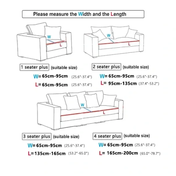 Soffor>1 ST Stretch-sittöverdrag för vardagsrumsmöbler Skydd Elastiskt tryckt överdrag Universal för alla årstider sanjiaoxing Plus(XL)