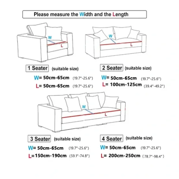 Soffor>1 ST Stretch-sittöverdrag för vardagsrumsmöbler Skydd Elastiskt tryckt överdrag Universal för alla årstider sanjiaoxing Plus(XL)