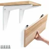 AIZHENCHEN Hyllor>2 st Vikbara Väggfästen, Hyllfästen Hyllstöd Metall Vikbart Fäste Garagefäste DIY Vikbar Hylla, Vit 8"/200mm