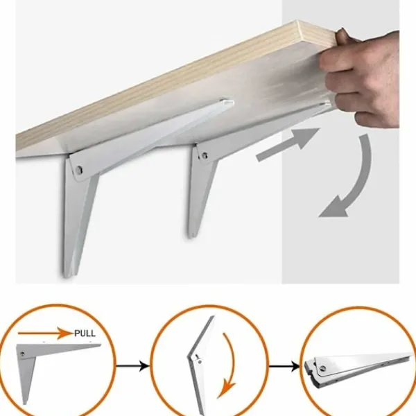 AIZHENCHEN Hyllor>2 st Vikbara Väggfästen, Hyllfästen Hyllstöd Metall Vikbart Fäste Garagefäste DIY Vikbar Hylla, Vit 8"/200mm