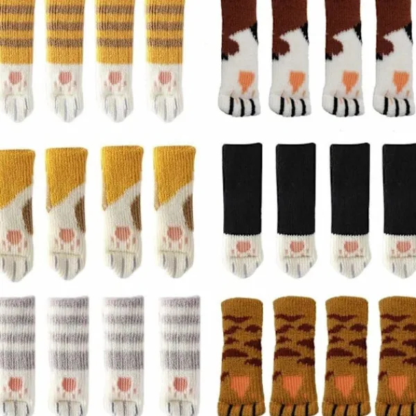 Stolar>24 Söta Kattfot Stolsstrumpor Stolsbensskydd Golvskydd Anti-Repor Anti-Ljud 24 ST (6 set)