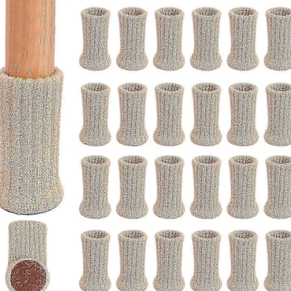 Stolar>24 stolar strumpor, halkfria stickade högelastiska möbelbensstrumpor, golvskydd svarta