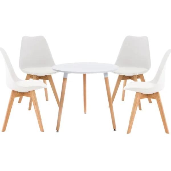 BellaFurn Matgrupper>5 -Stycke matsalsset - Middagset - Bekvämt ryggstöd, Ø 80 cm