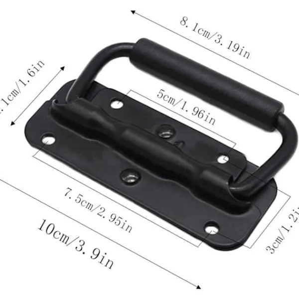 Kistor & Koffertar>4 stycken lådhandtag, hopfällbart handtag i metall, svart lådhandtag, fjäderhandtag, ersättningshandtag för verktygslåda eller förvaringslåda