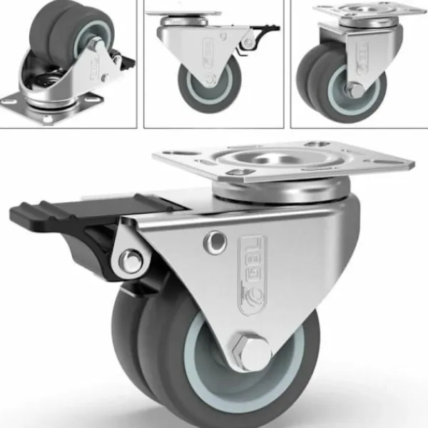 Balkongmöbler>4 Svängbara Hjul för Möbler 400KG 50mm med Broms och Utan Broms Industriella Transporthjul
