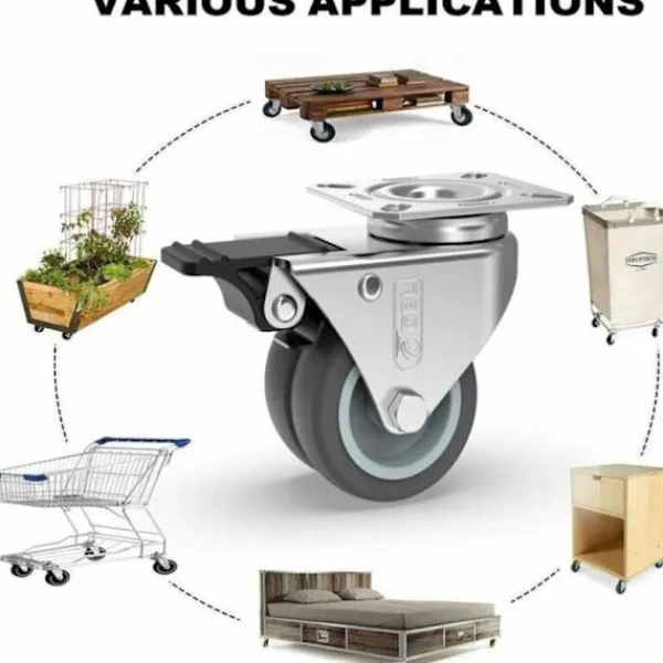 Balkongmöbler>4 Svängbara Hjul för Möbler 400KG 50mm med Broms och Utan Broms Industriella Transporthjul