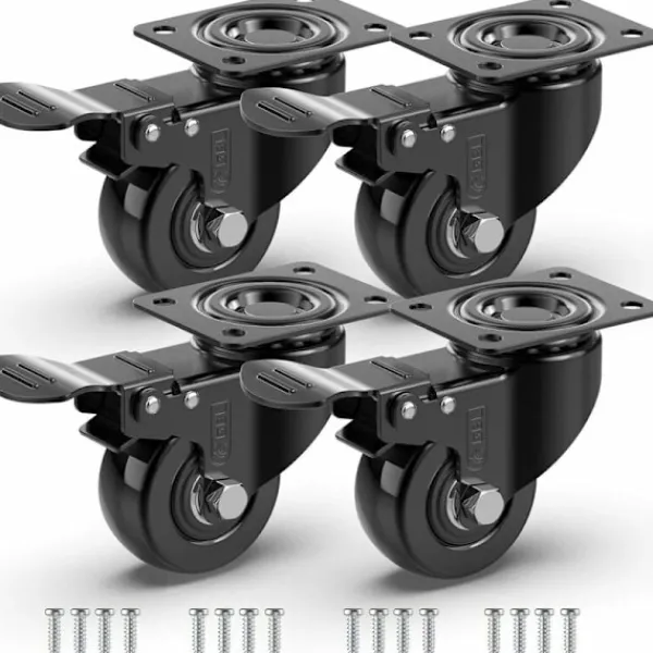 Stolar>4 x 2" Swivel Möbler Hjul med Broms + Skruvar - 50mm, Max.