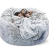 NICEGOU Sittsäckar>(135 x 65cm-röd) Lazy Soffa Sittsäck Konstgjord Päls Sittsäck (endast sittsäckar)