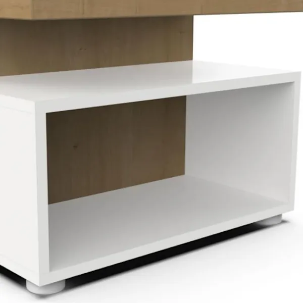 DEMEYERE Soffbord>ACCESS rektangulärt soffbord - 3 nischer - Hamilton ek och vit dekor - L 91,8 x D 50 x H 36 cm -