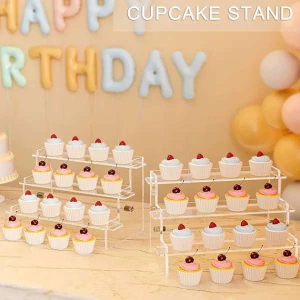 Hyllor>Akryl Displayställ Hylla 3 Våningar Stegsförvaring Rack för Cupcake Smycken Parfymer Organizer Display Hylla Ställ
