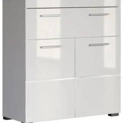 TRENDTEAM Byråer>Amanda basenhet för badrum - Blank vit - 2 dörrar + 1 låda - L73 x D31 x H79 cm