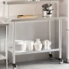 vidaXL Köksö>Arbetsbord med överhylla 110x55x120 cm rostfritt stål