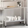 vidaXL Köksö>Arbetsbord med överhylla 110x55x120 cm rostfritt stål