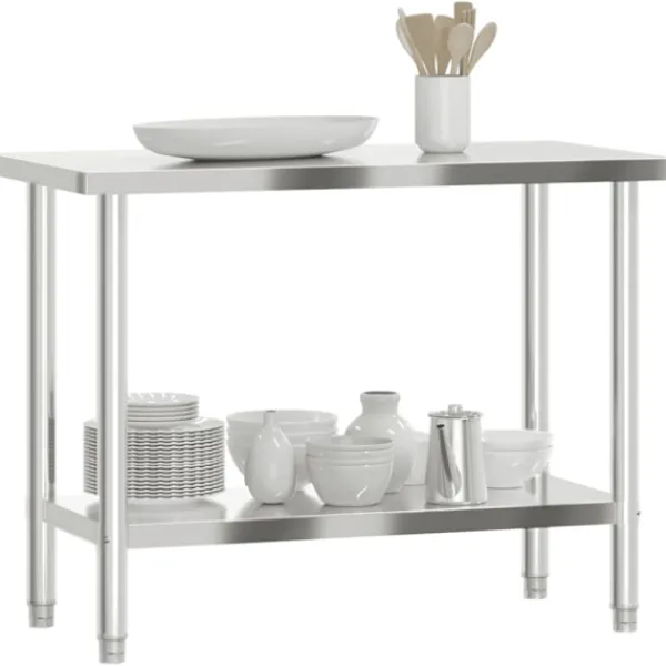 vidaXL Matbord>Arbetsbord 110x55x85 cm rostfritt stål