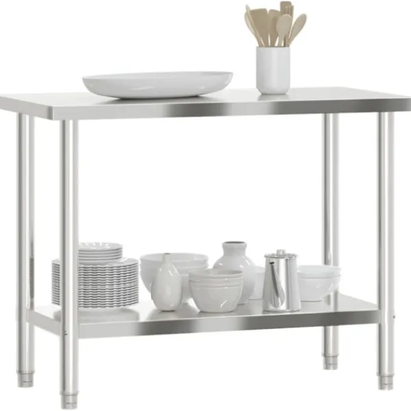 vidaXL Matbord>Arbetsbord 110x55x85 cm rostfritt stål