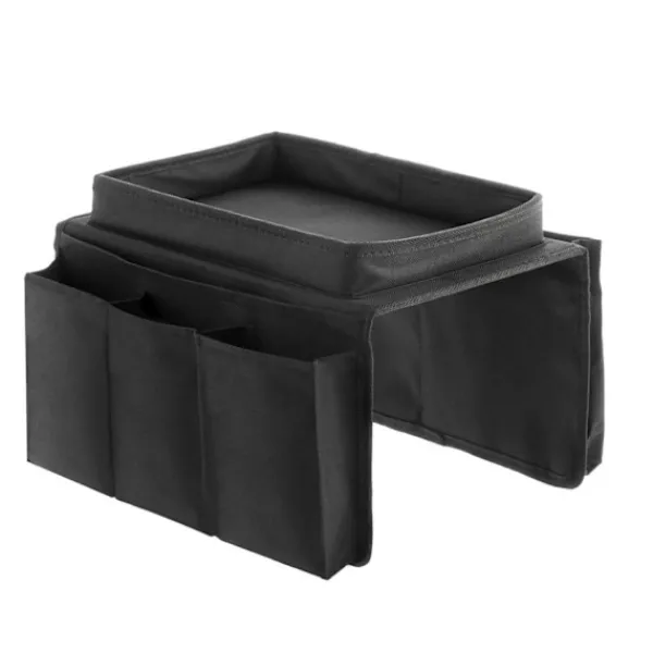 Soffbord>Armstödsbricka med 6 sidofack - Svart, Soffbordsorganisatör, Vikbar och bärbar