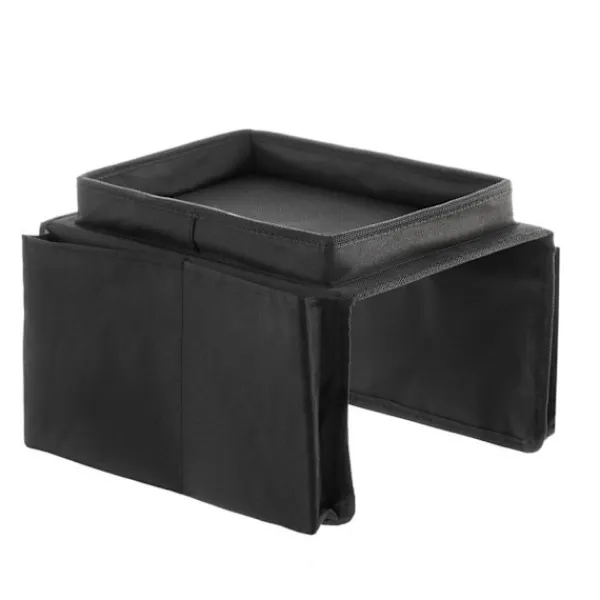 Soffbord>Armstödsbricka med 6 sidofack - Svart, Soffbordsorganisatör, Vikbar och bärbar