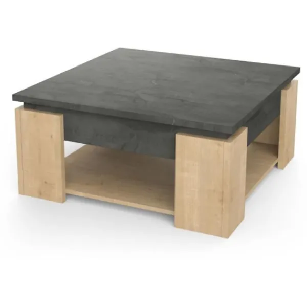 DEMEYERE Soffbord>AUSTIN fyrkantigt soffbord - Hamilton och Sidewalk ekdekor - L 80 x D 80 x H 37,2 cm -