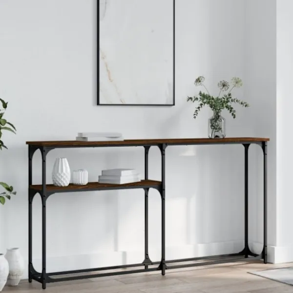 vidaXL Småbord>Avlastningsbord brun ek 145x22,5x75 cm konstruerat trä