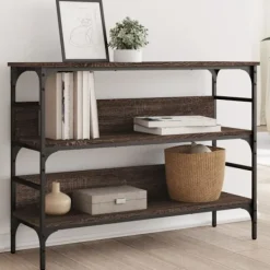 vidaXL Hyllor>Avlastningsbord brun ek 100x32x75 cm konstruerat trä