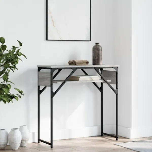 vidaXL Småbord>Avlastningsbord med hylla grå sonoma 75x30x75cm konstruerat trä