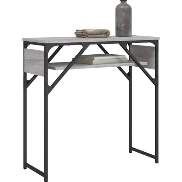 vidaXL Småbord>Avlastningsbord med hylla grå sonoma 75x30x75cm konstruerat trä