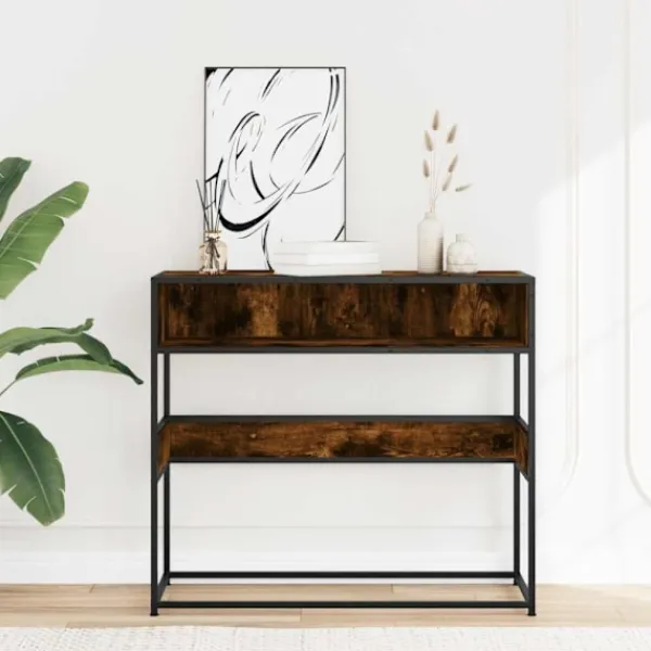 vidaXL Småbord>Avlastningsbord rökfärgad ek 90x35x80 cm konstruerat trä