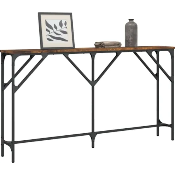 vidaXL Småbord>Avlastningsbord rökfärgad ek 140x23x75 cm konstruerat trä