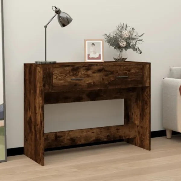 vidaXL Småbord>Avlastningsbord rökfärgad ek 100x39x75 cm konstruerat trä