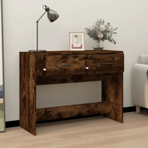 vidaXL Småbord>Avlastningsbord rökfärgad ek 100x39x75 cm konstruerat trä